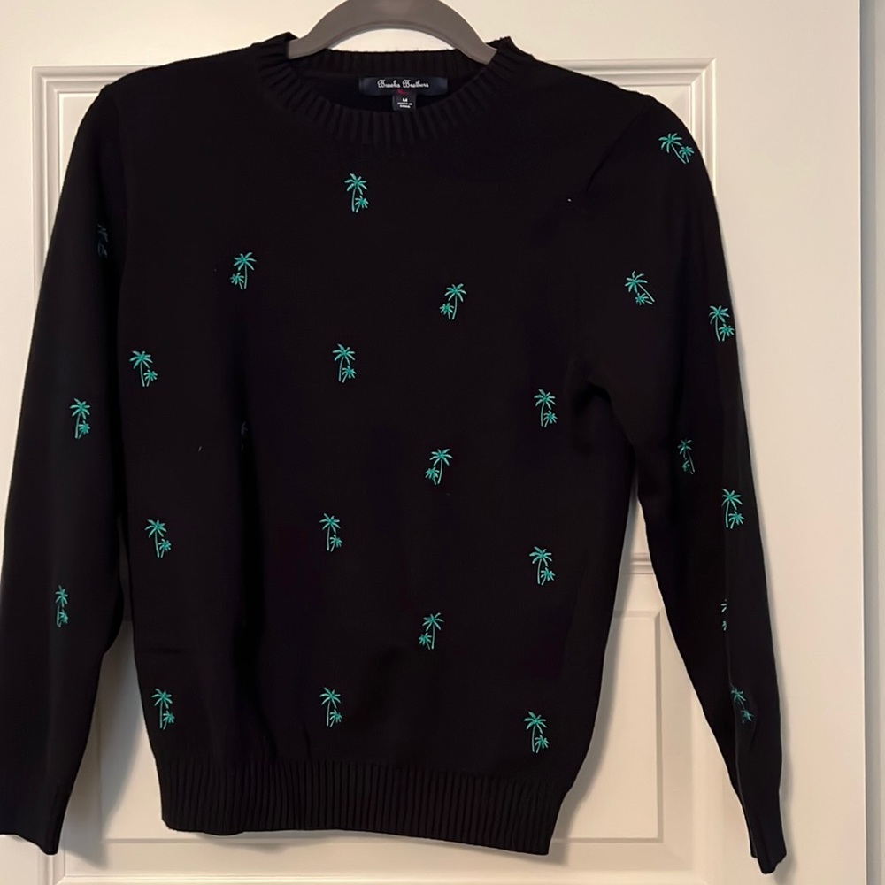 Brooks Brothers Boy’s Navy Blue Sweater with Green Palm trees. Size Medium